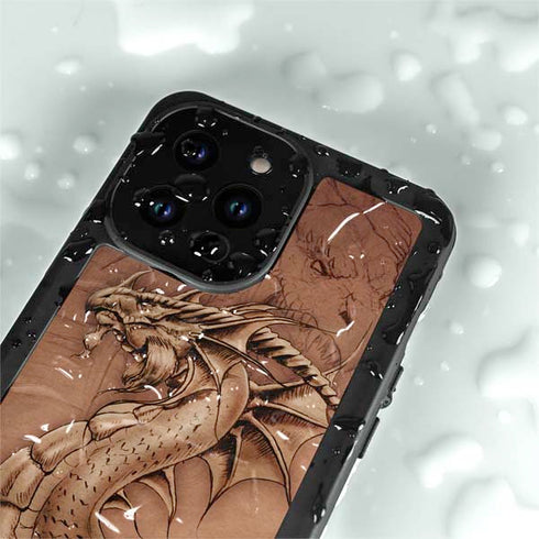 Dragon Parchment by Tom Wood iPhone 15 Pro Waterproof Case